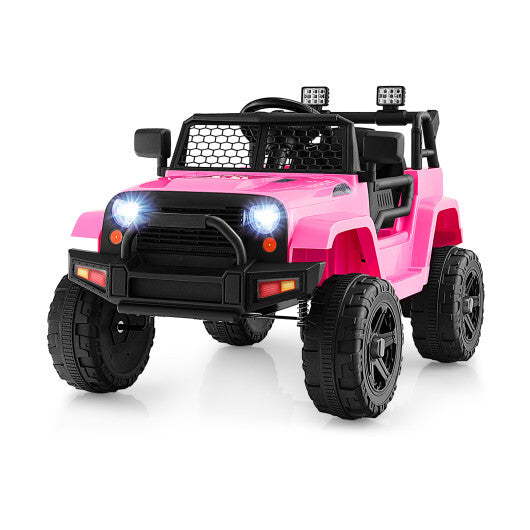 12V Kids Ride On Truck with Remote Control and Headlights-Black