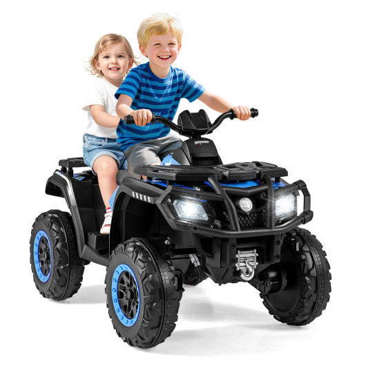 24V Kids ATV 2-Seater with 4 Motors with LED Lights and Music-Blue