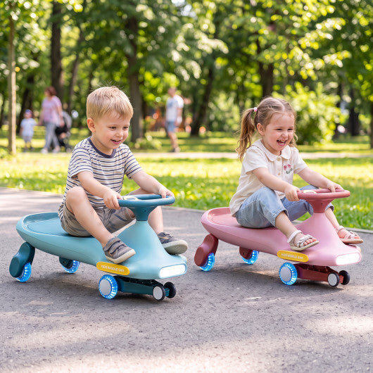 Wiggle Car for Kids with LED Flashing Wheels for Indoor Outdoor Play-Blue