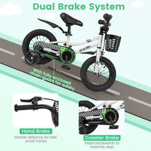 12 Inch Kids Bike Children Bicycle with Training Wheels for 3-4 Years Old-Navy