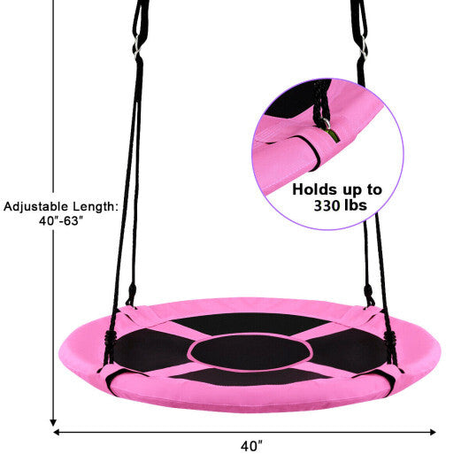 Costway 40" Flying Saucer Tree Swing Indoor Outdoor Play Set Swing for Kids Pink