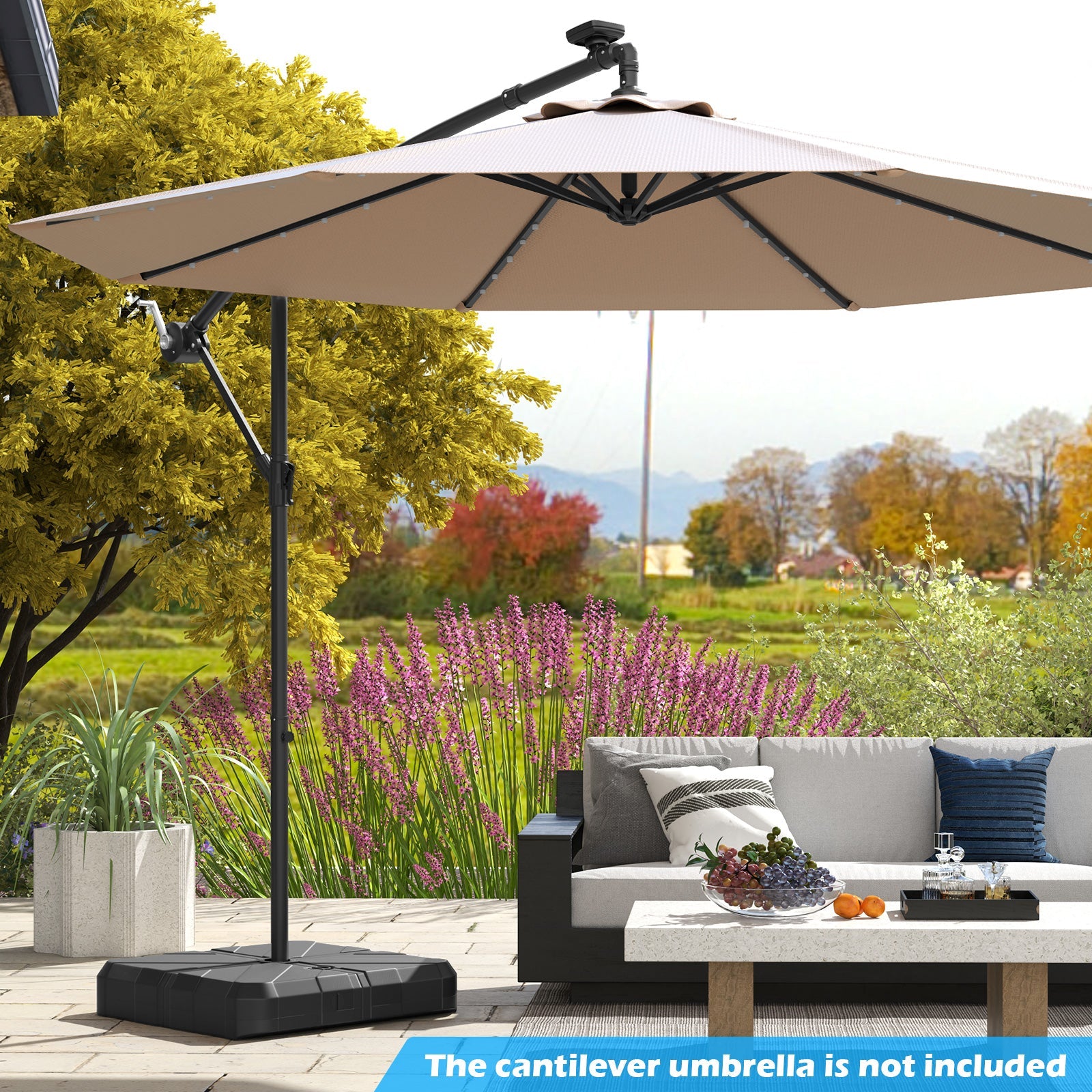 Weighted Offset Umbrella Base with Cross Bracket and Cut-out Handles