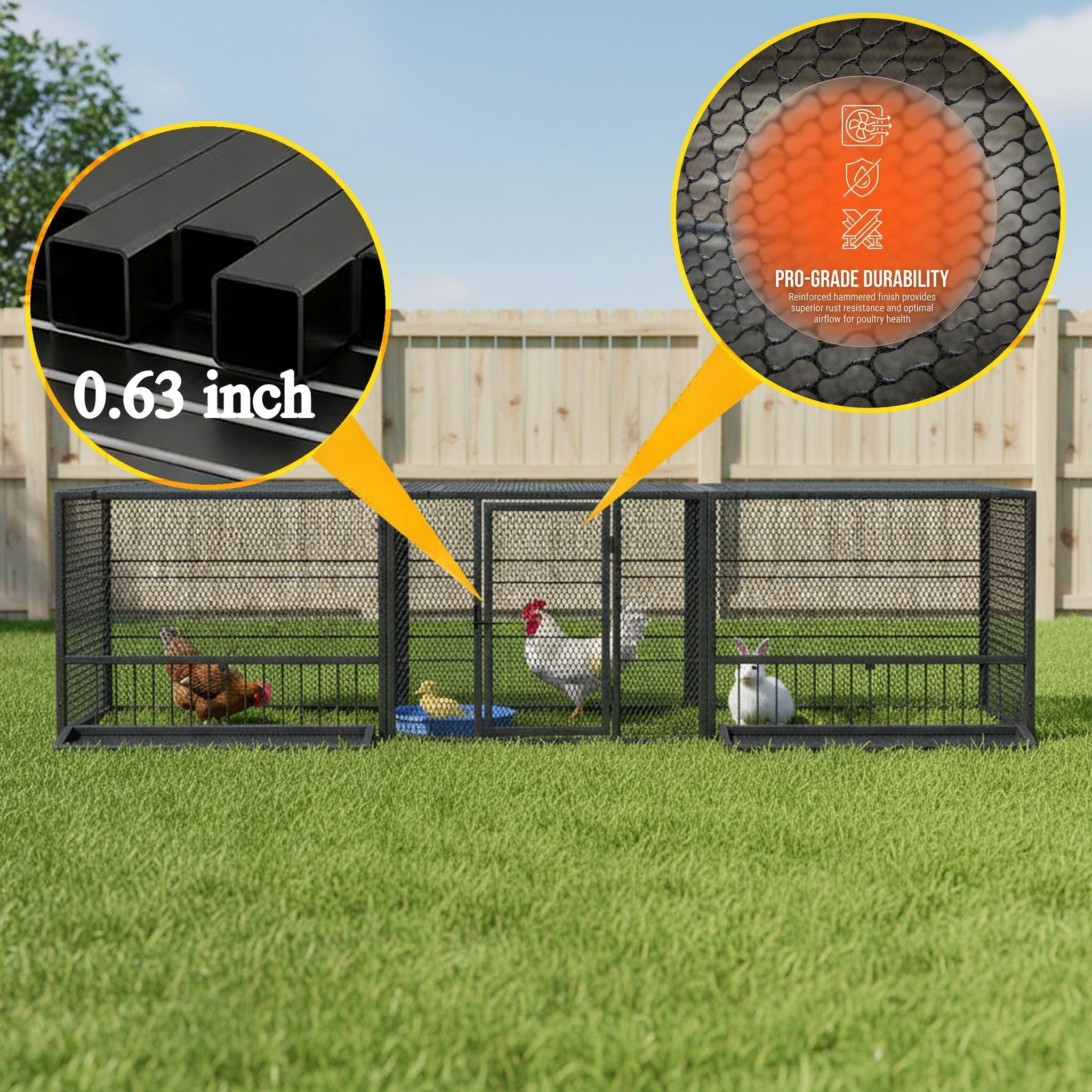 Thickened Chicken Coop For Outdoor - Black / Silver
