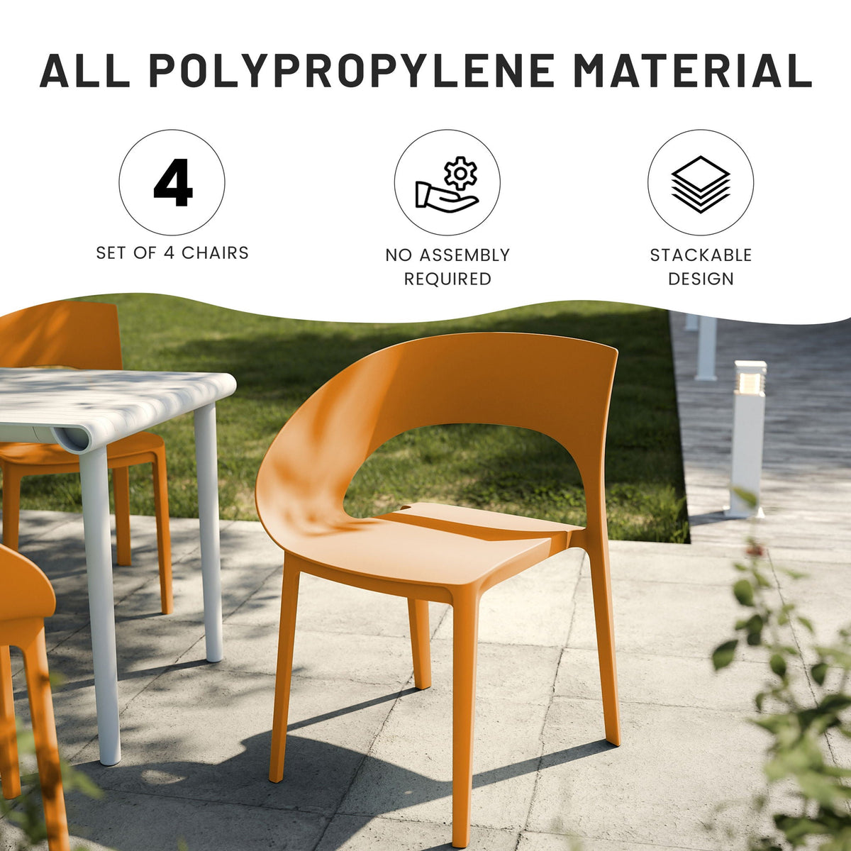 Modern 4 Piece Outdoor Set with Folding Table - Green or Orange