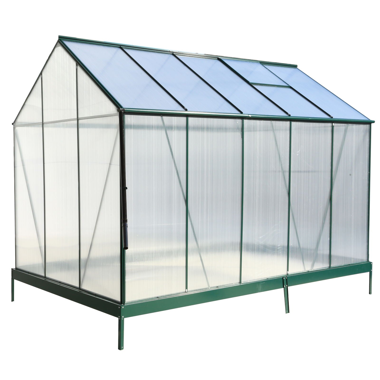 Polycarbonate house, Heavy Duty Outdoor Aluminum Walk-In House Kit With Rain Gutter, Vent And Door For Backyard Garden