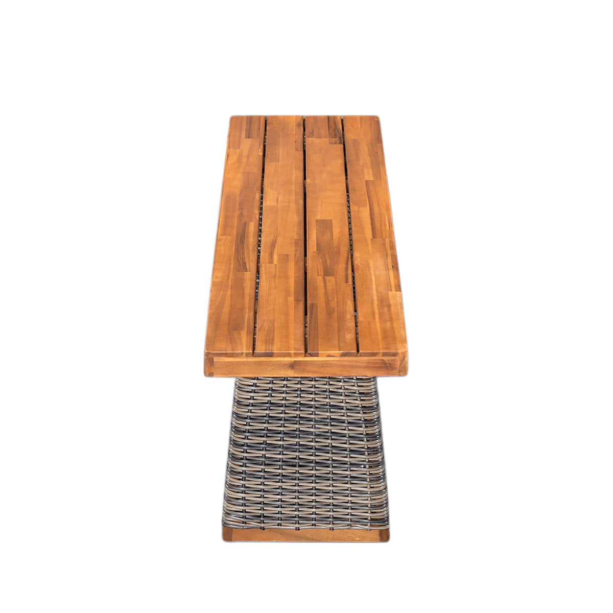 6 Pieces Outdoor Acacia Wood Dining Set With Handwoven Rattan Legs