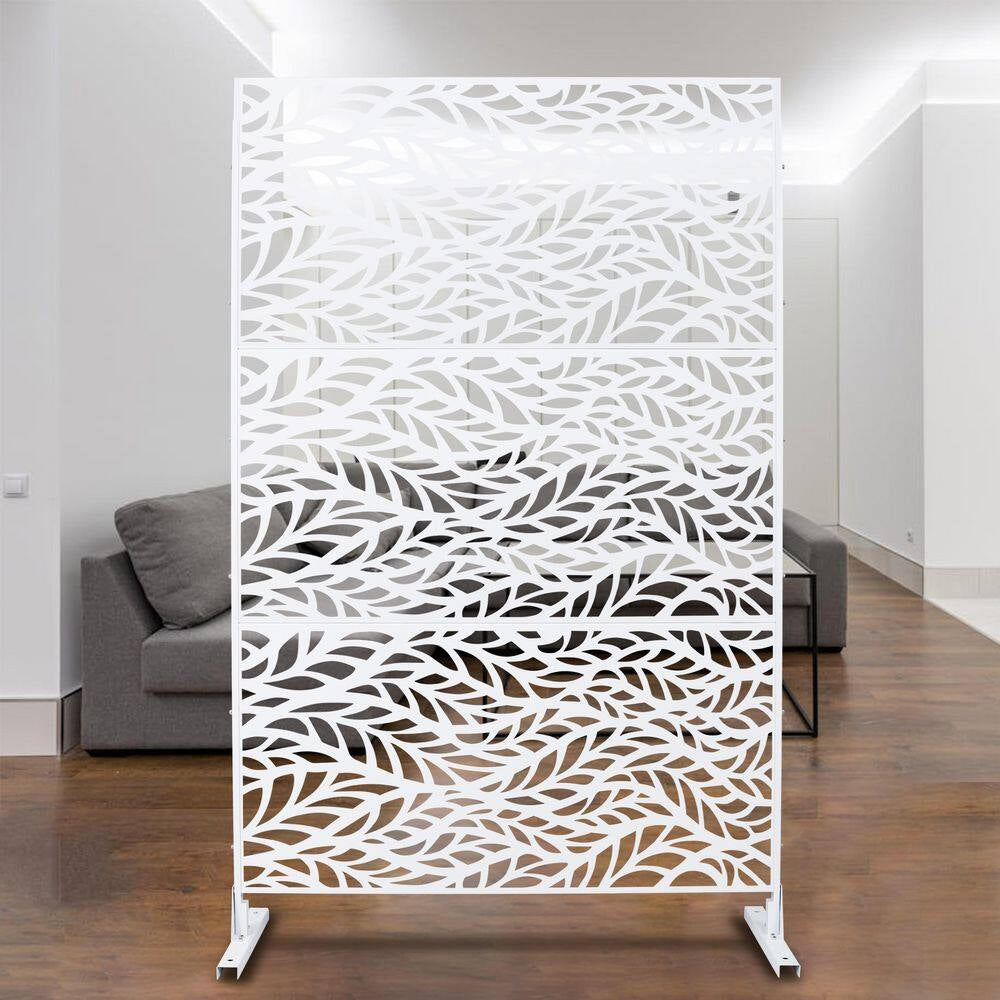 76"X48" Privacy Screen Metal Privacy Screen, Freestanding Decorative Privacy Screen for Deck Balcony Patio, outside Lawn
