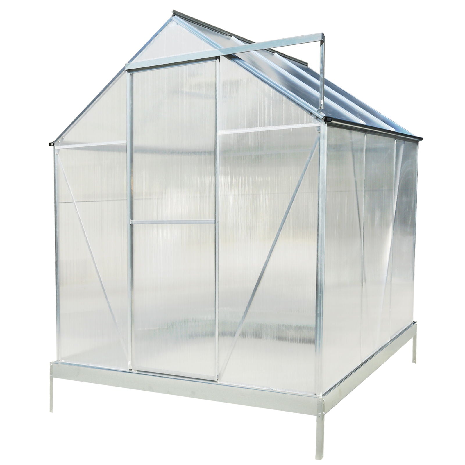 Polycarbonate house, Heavy Duty Outdoor Aluminum Walk-In House Kit With Rain Gutter, Vent And Door For Backyard Garden