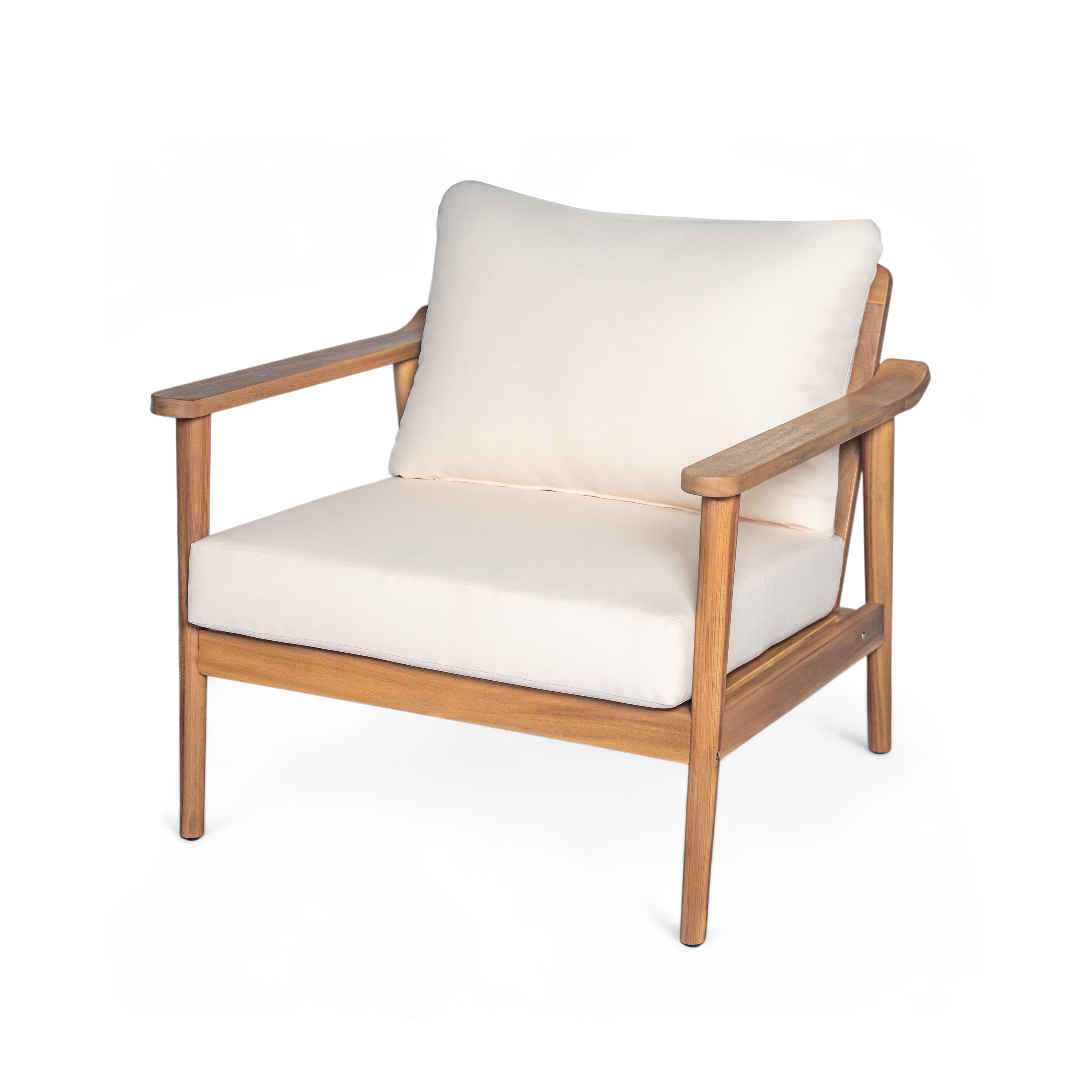 30.5" Mid-Century Modern Outdoor Lounge Chair with Cushions