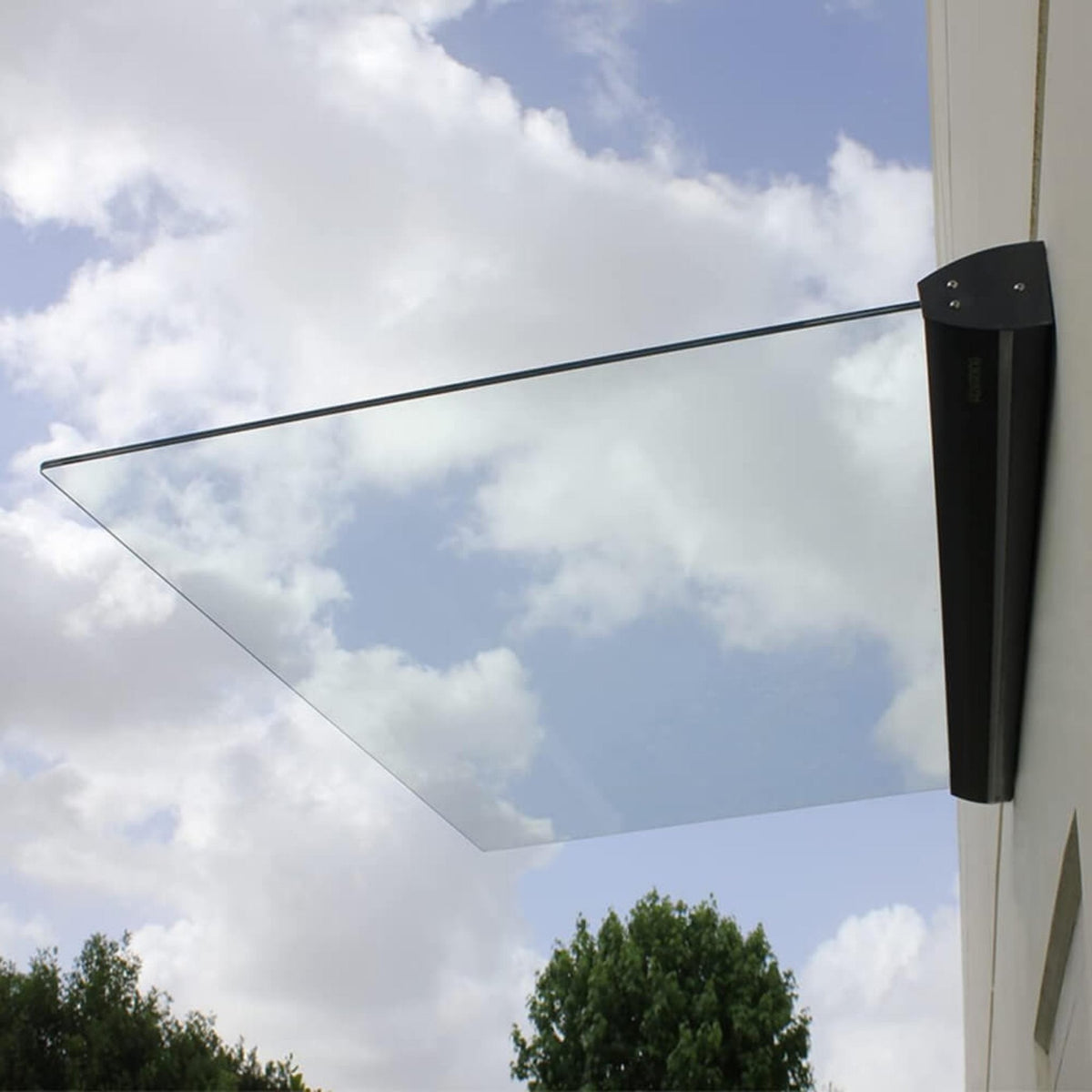 Advaning GA Series Clear Construction-Grade Tempered Glass Awning With Single Clamp