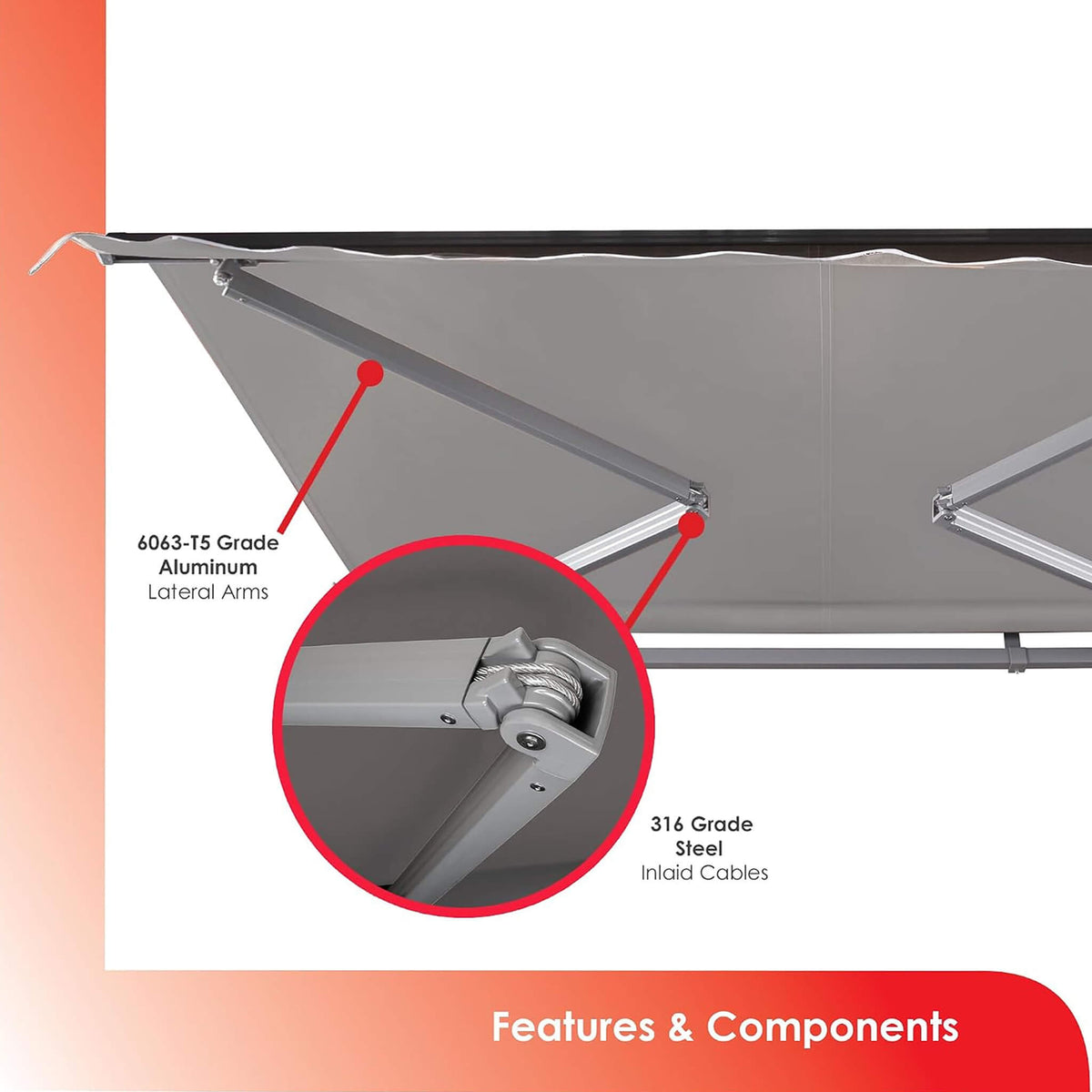 Advaning SG Series Manual Retractable Fully-Assembled Sun Shade Canopy Awning