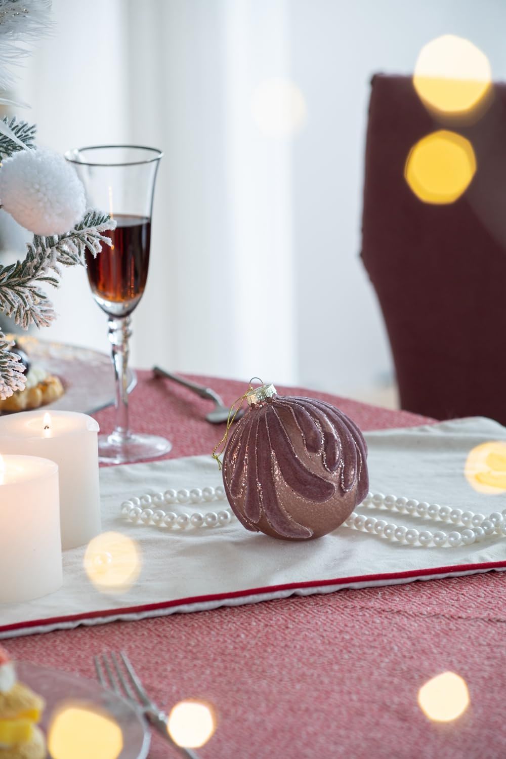 Decorative Hanging Glass Christmas Ball Ornaments - Set of 6 with Elegant Glass Design - Pearl Silver or Purple