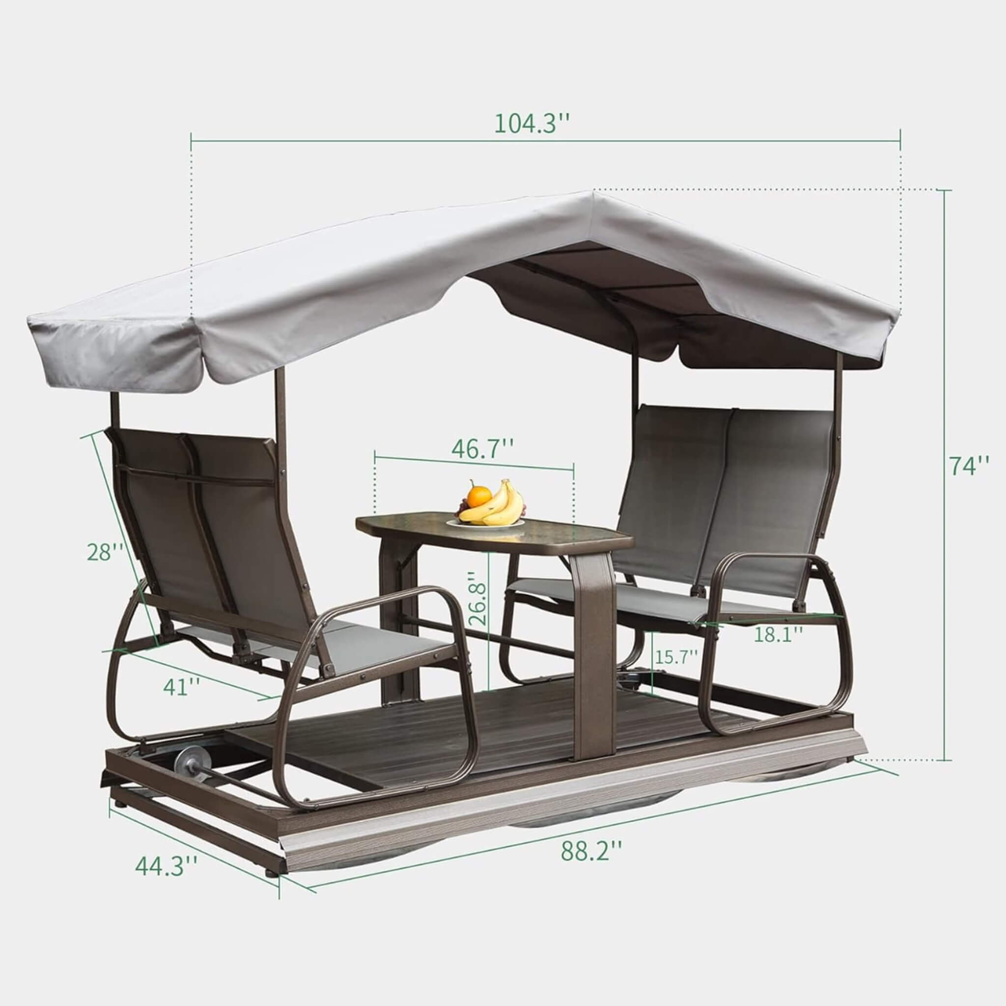 Alora 4-Seat Outdoor Aluminum Patio Swing Glider Bench With Canopy