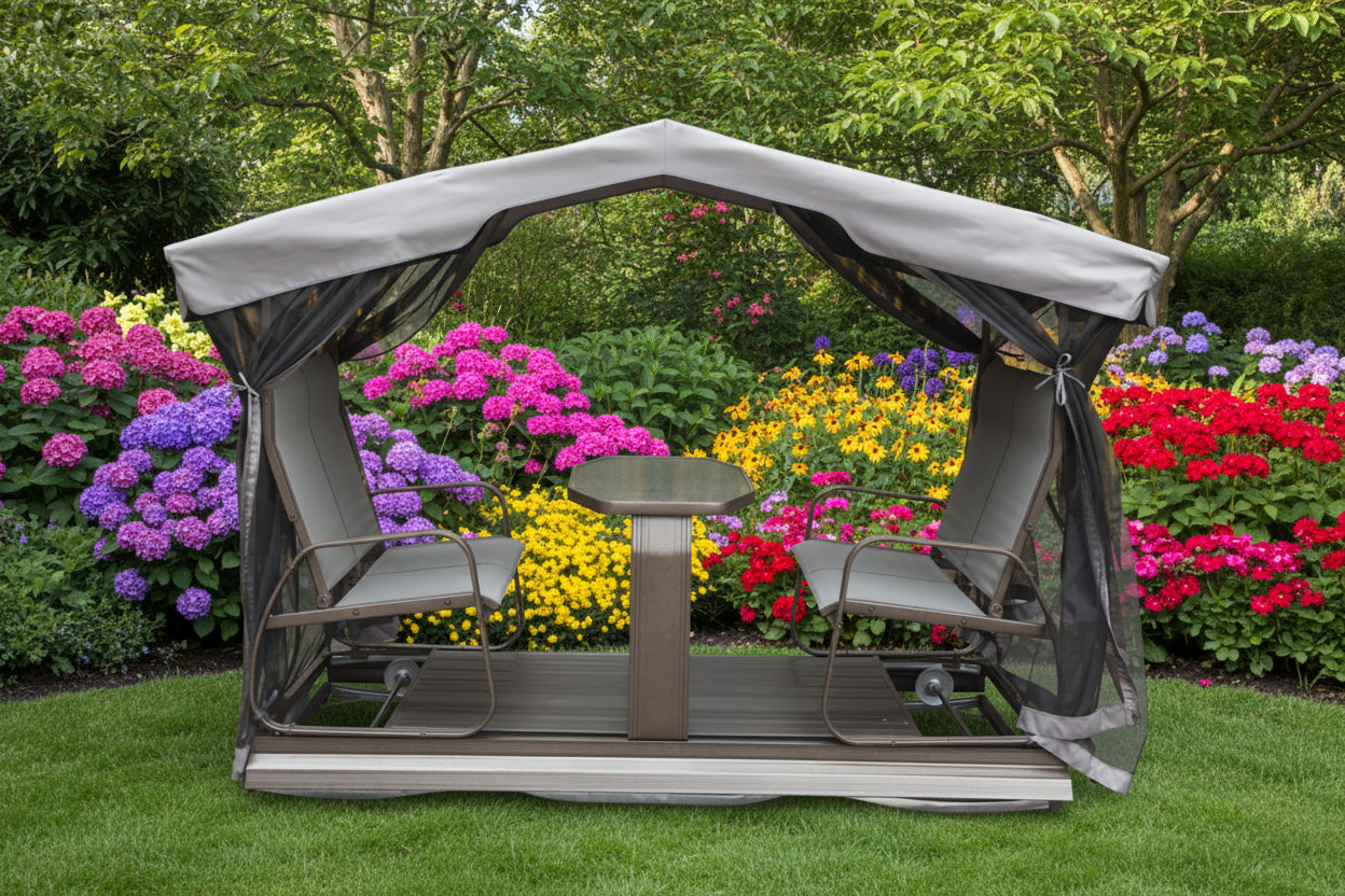 Alora 4-Seat Outdoor Aluminum Patio Swing Glider Bench With Canopy (SAK41726)