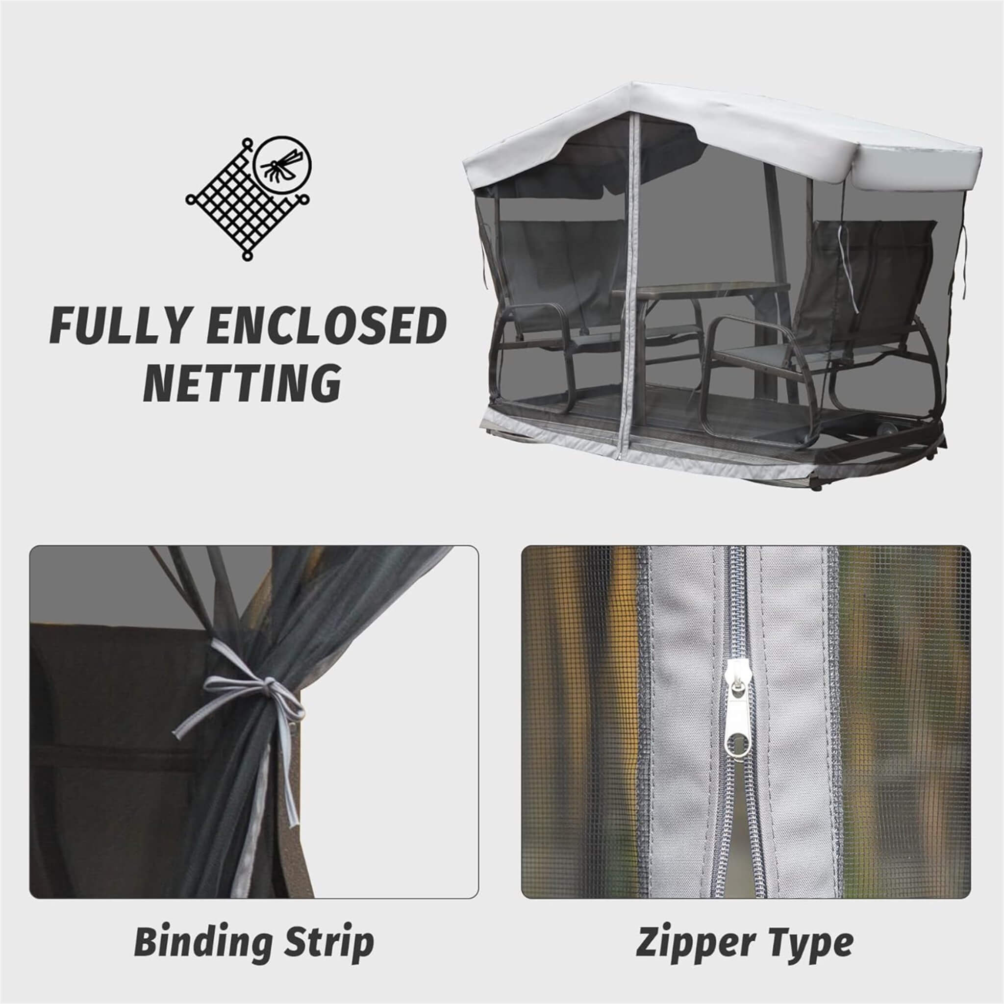 Alora 4-Seat Outdoor Aluminum Patio Swing Glider Bench With Canopy