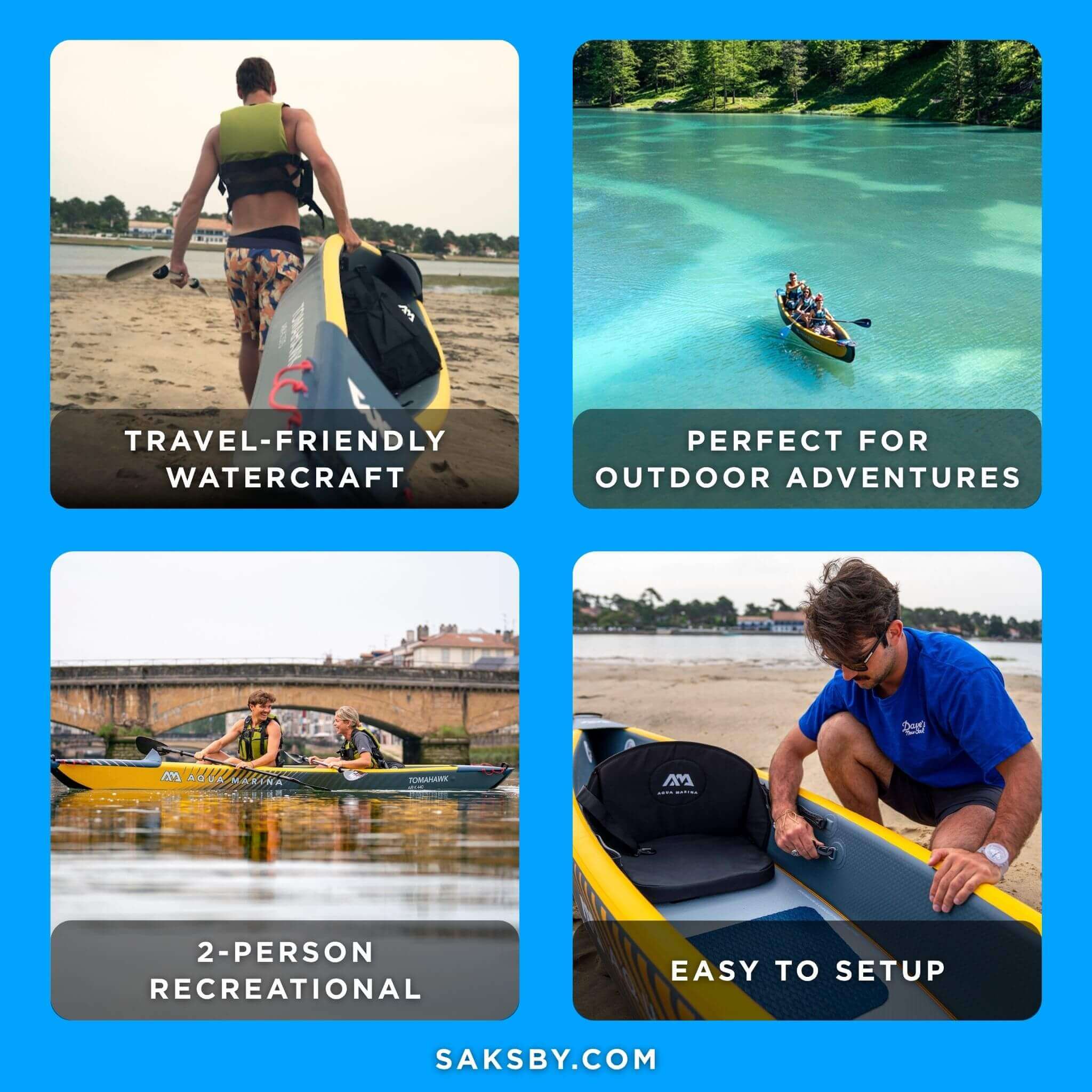 Aqua Marina Tomahawk AIR-K 440 14FT 2-Person High-Pressure Speed Inflatable Kayak
