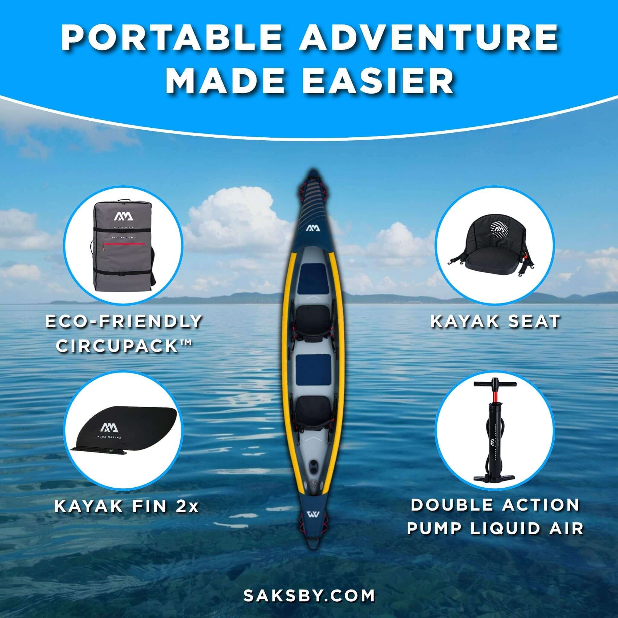 Aqua Marina Tomahawk AIR-K 440 14FT 2-Person High-Pressure Speed Inflatable Kayak