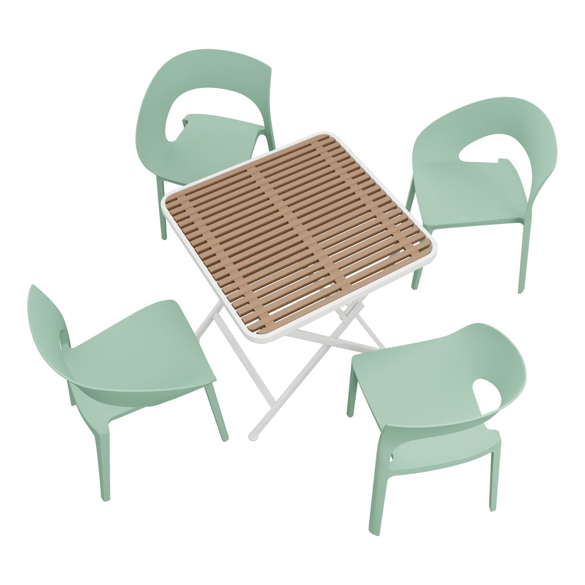 Modern 4 Piece Outdoor Set with Folding Table - Green or Orange