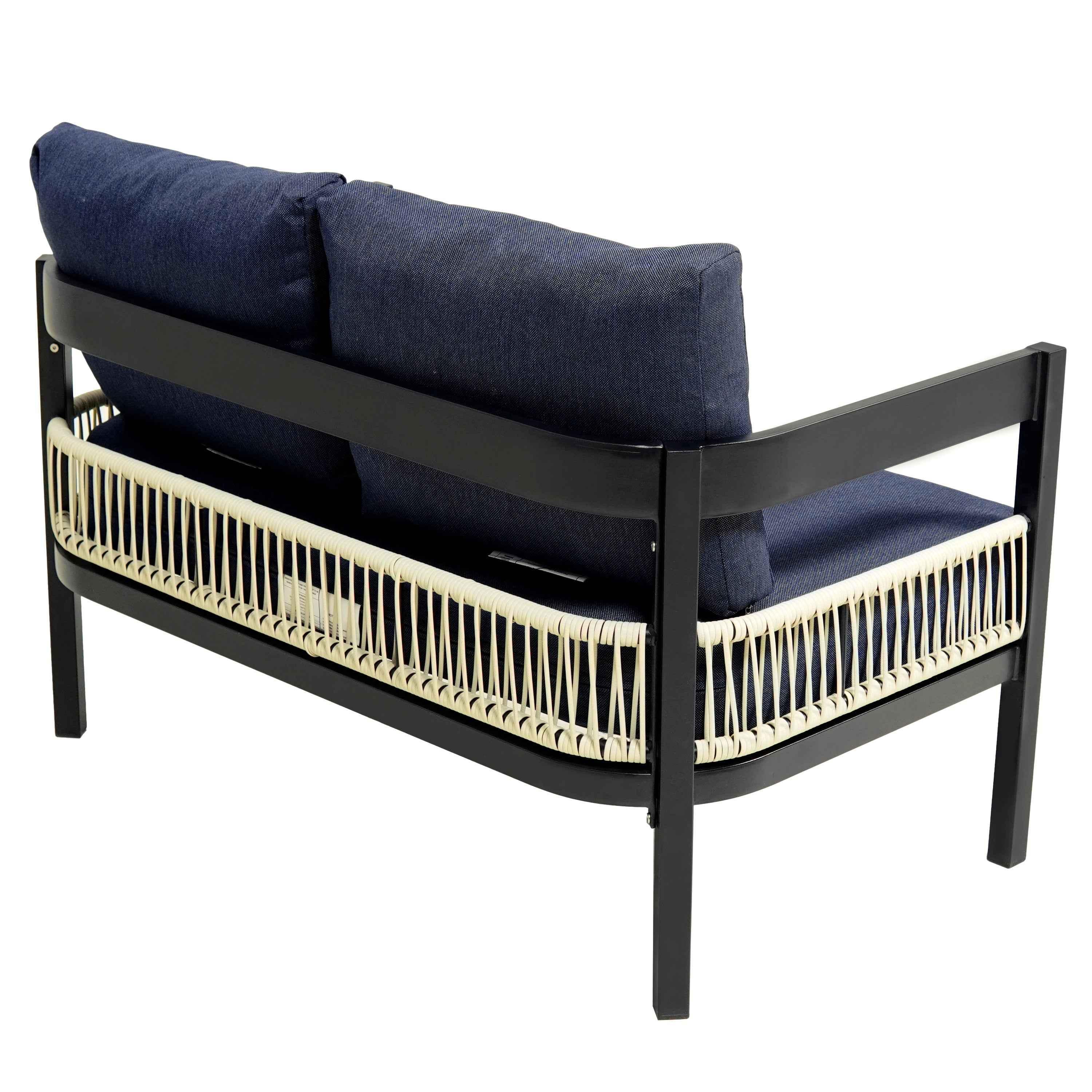 Multi-person Outdoor Iron Sofa Set with A table, Rattan Decoration,