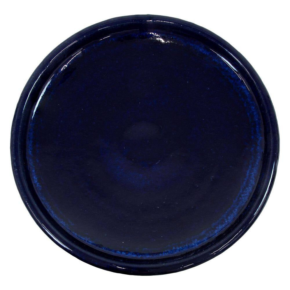 Duo-Tone Outdoor Glazed Ceramic Bird Bath-21 In-Midnight Blue