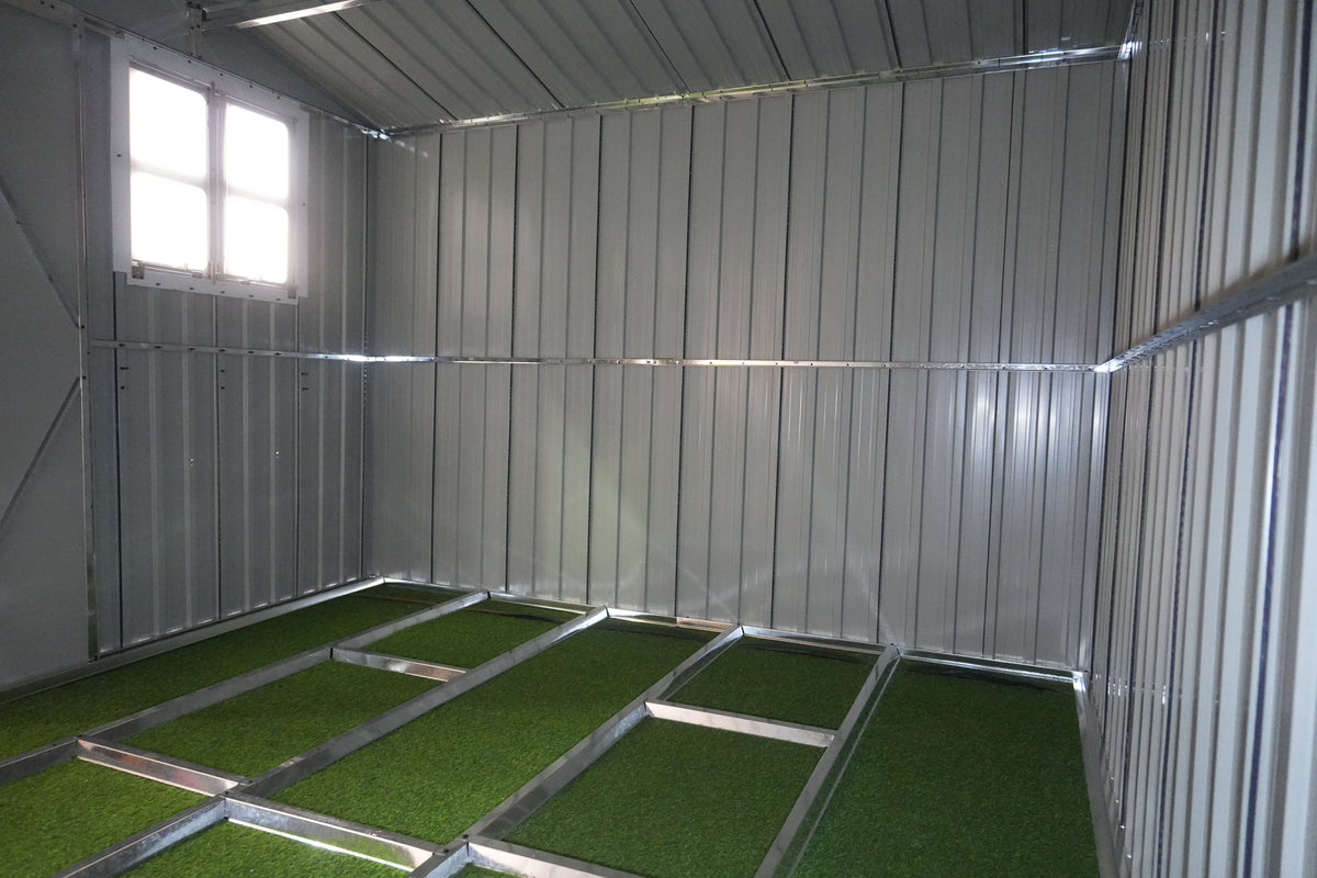 10x8 Foot Outdoor Metal Storage Shed, Sliding Doors, Coal Grey