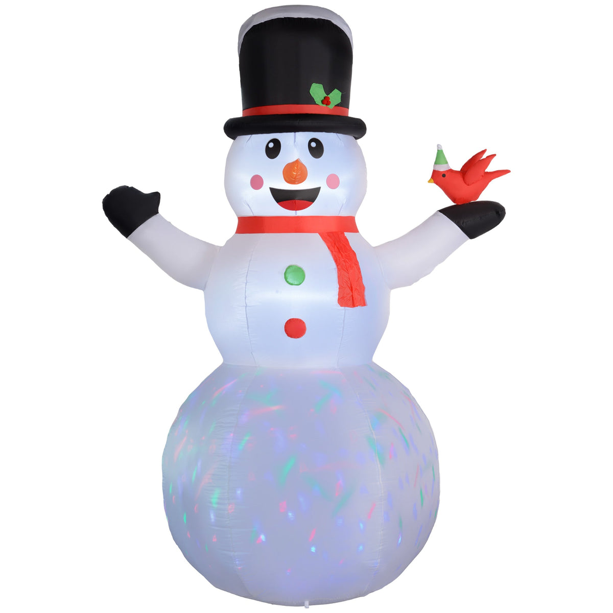 Outsunny 12FT Christmas Inflatable Snowman, Giant Christmas Inflatables, Huge Blow Up Christmas Decorations with Rotating Colorful LED Light for Indoor, Outdoor, Yard, Party