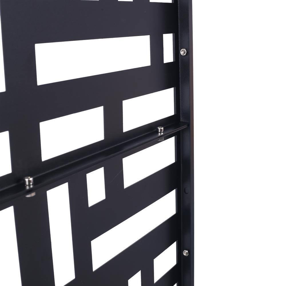 6.3 Ft. H X 4 Ft. W Black Metal Privacy Screen Freestanding Decorative Privacy Screen for Deck Balcony Patio (3-Panels)