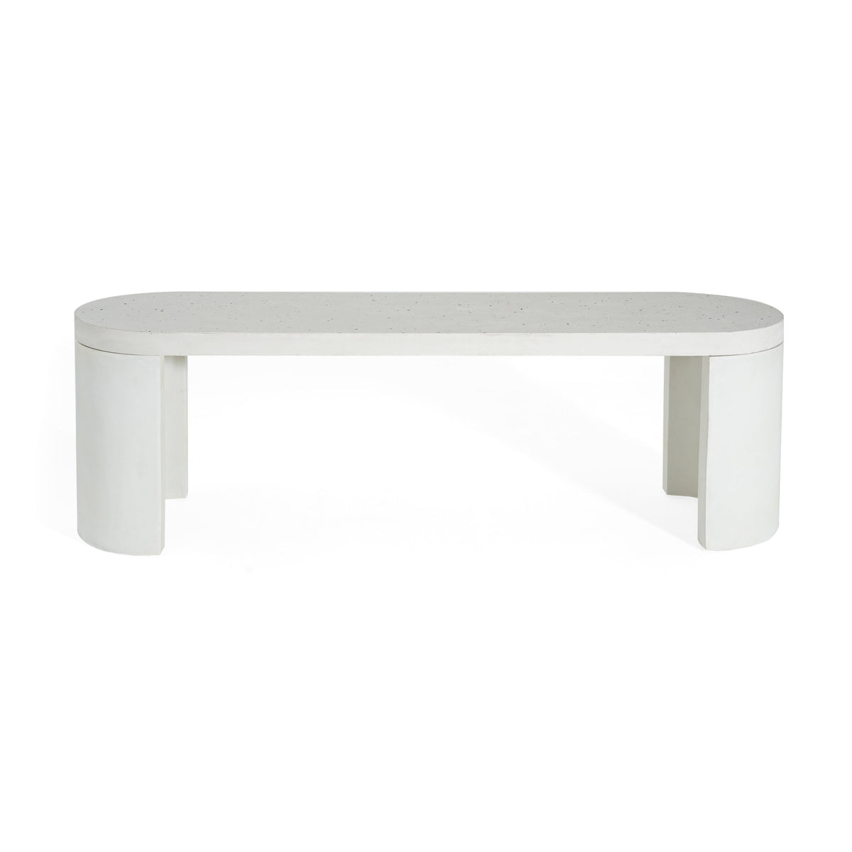 Outdoor Concrete Dining Bench Set of 2 with Terrazzo Finish - White