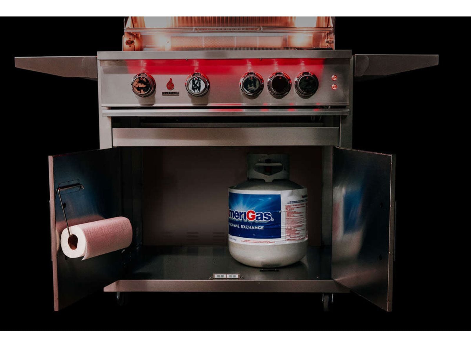TrueFlame Deluxe Cart with 2 Fold-Down Side Shelves for 32" Grills