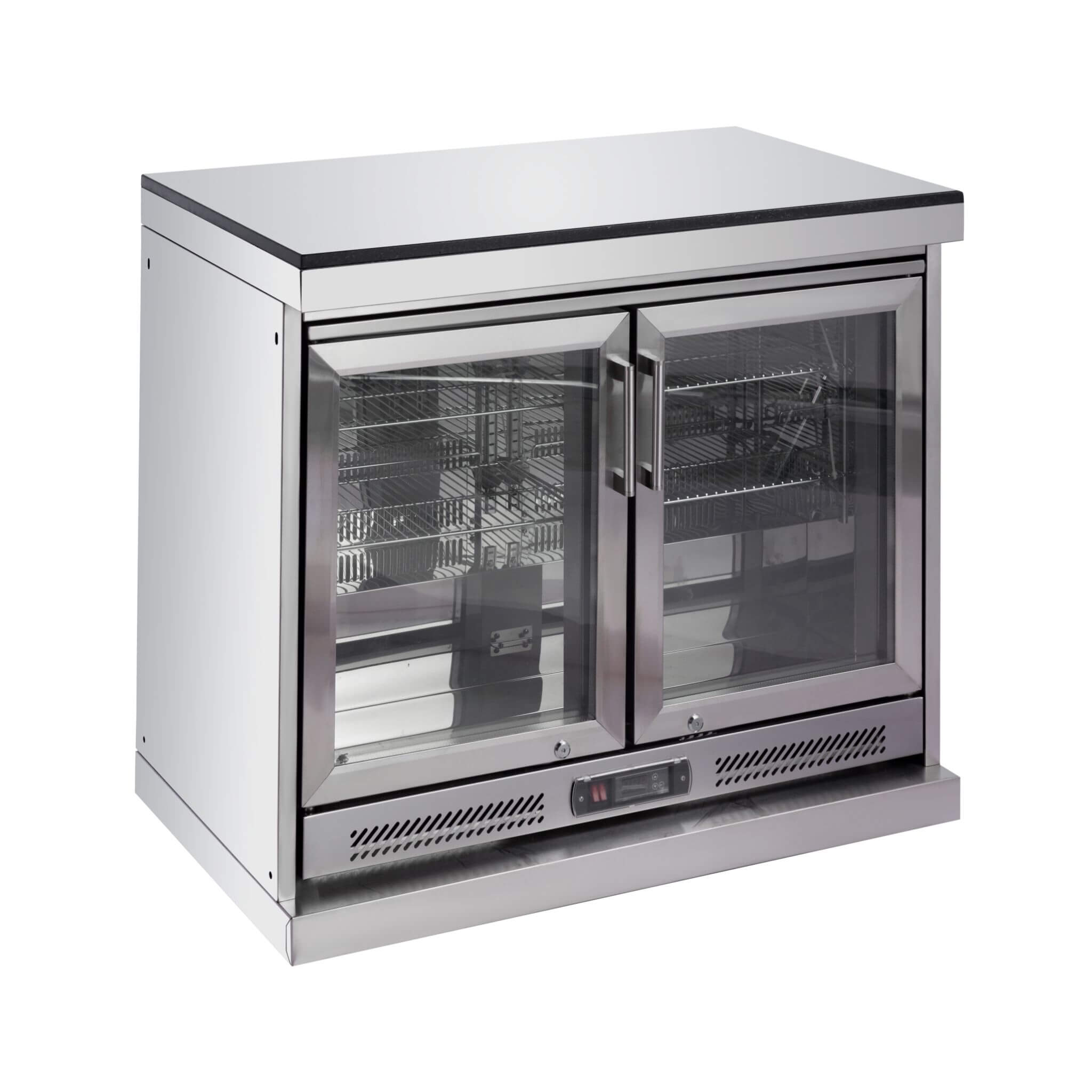 Castelle Flame 62-Inch 6-Burner Gas Outdoor Grill Island With Wine Cooler And Rotisserie