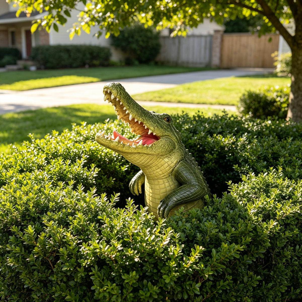 Crocodile Head Statue Animal Figurine with Realistic Details - Outdoor Decor