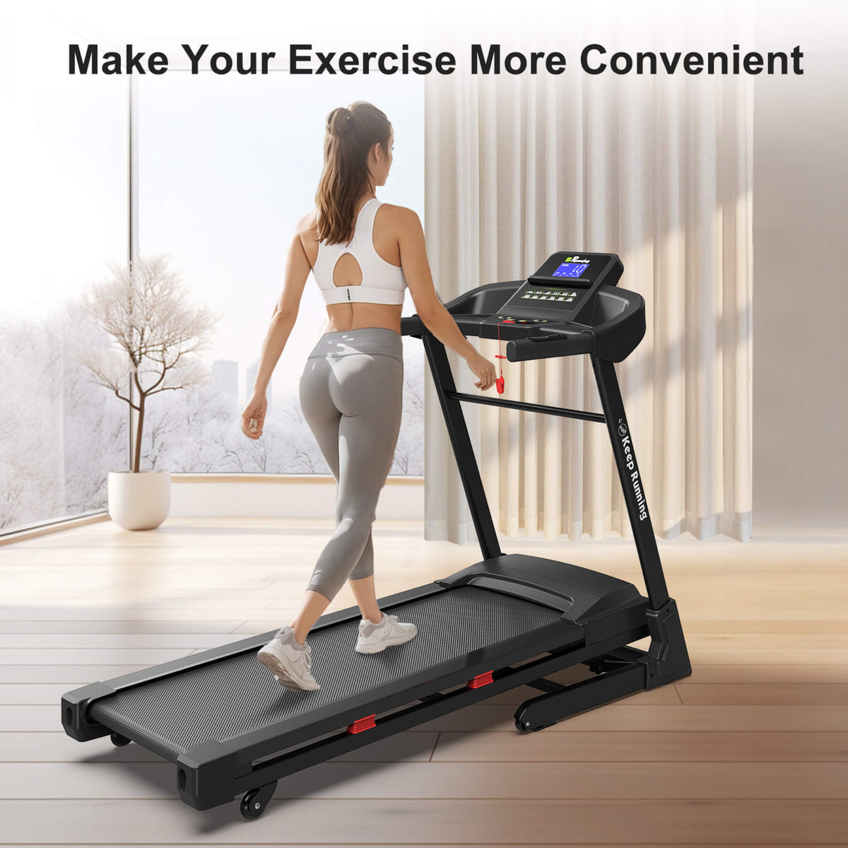 Compact 3.5HP Foldable Electric Treadmill With Bluetooth, LCD Display & 12 Pre-Set Running Programs