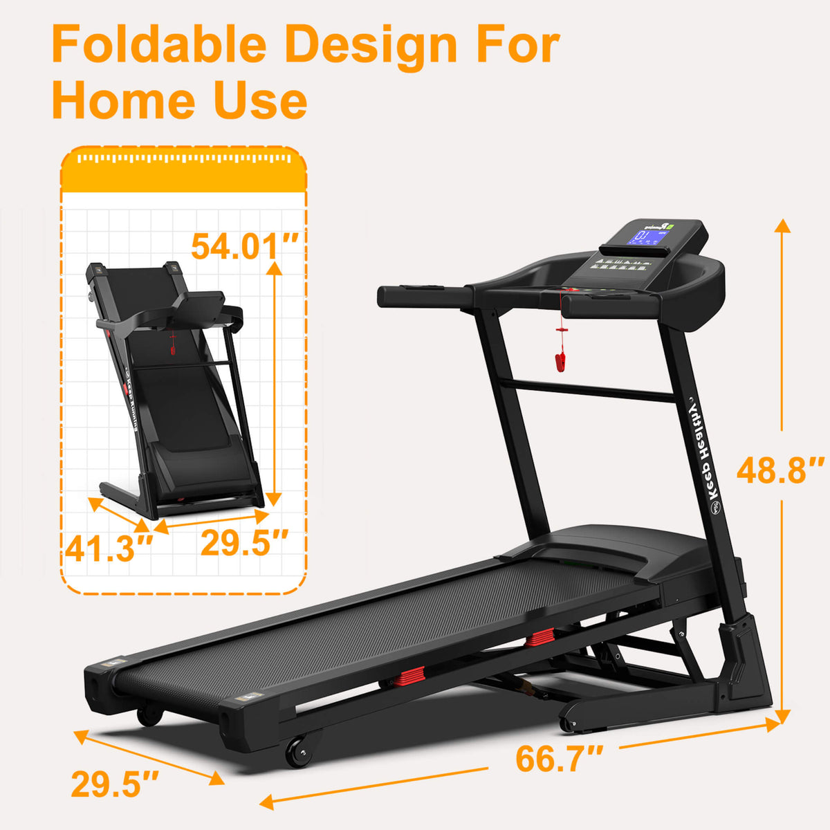 Compact 3.5HP Foldable Electric Treadmill With Bluetooth, LCD Display & 12 Pre-Set Running Programs