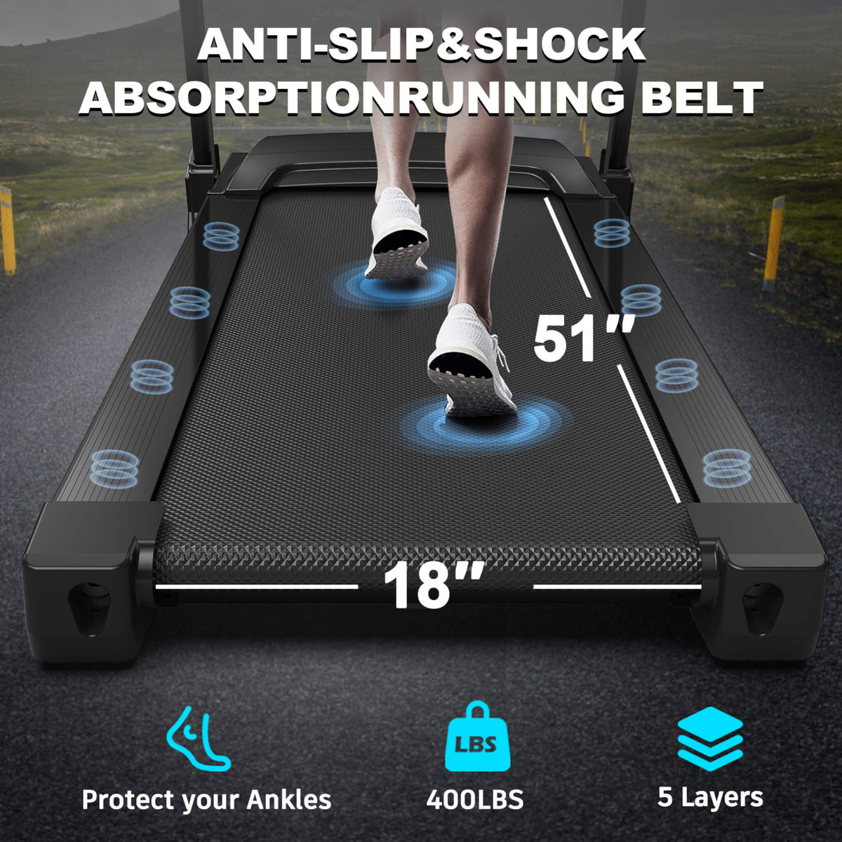 Compact 3.5HP Foldable Electric Treadmill With Bluetooth, LCD Display & 12 Pre-Set Running Programs