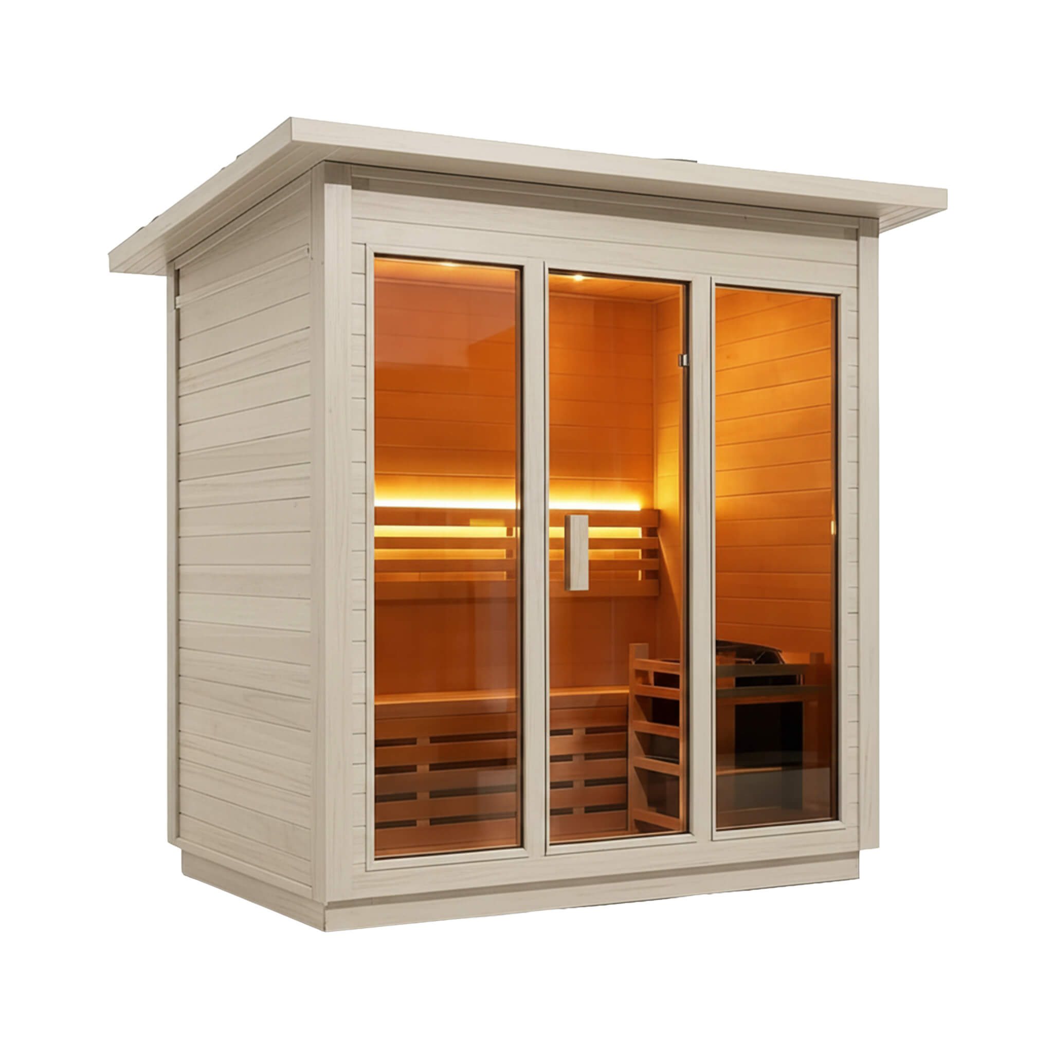 Custom 4-Person Luxury Spruce Outdoor Steam Sauna With Heater And Stones