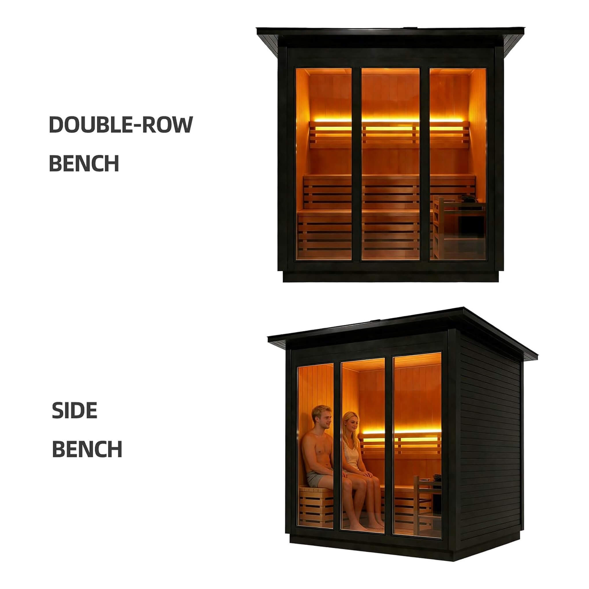 Custom 6-Person Luxury Canadian Hemlock Outdoor Steam Sauna With Heater And Stones