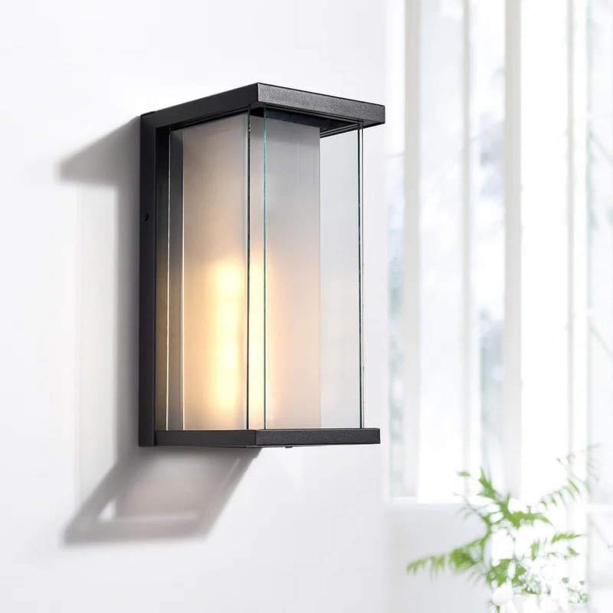 Dusk to Dawn Outdoor Wall Sconce, 13.3 Inch, Modern Black, Waterproof