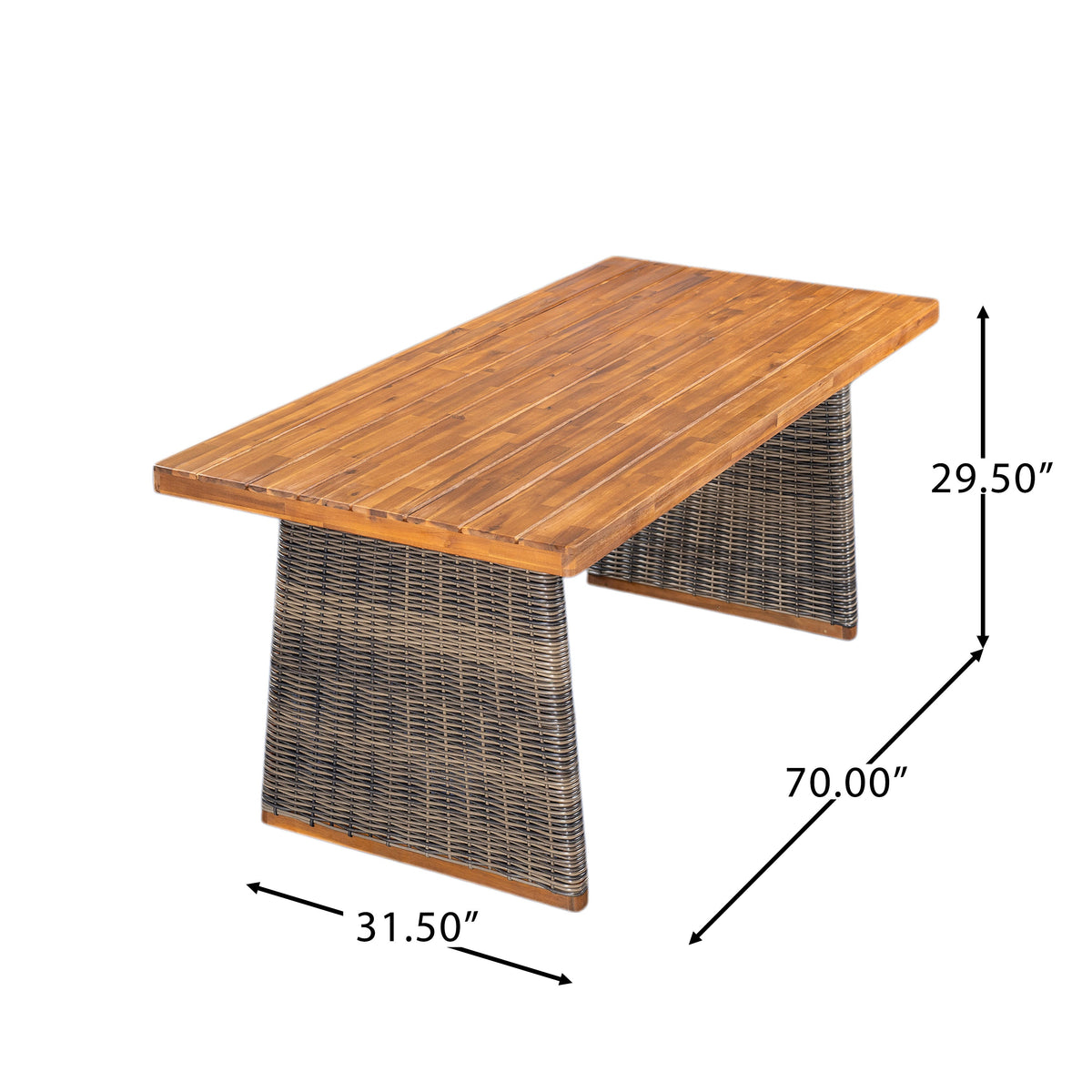 6 Pieces Outdoor Acacia Wood Dining Set With Handwoven Rattan Legs