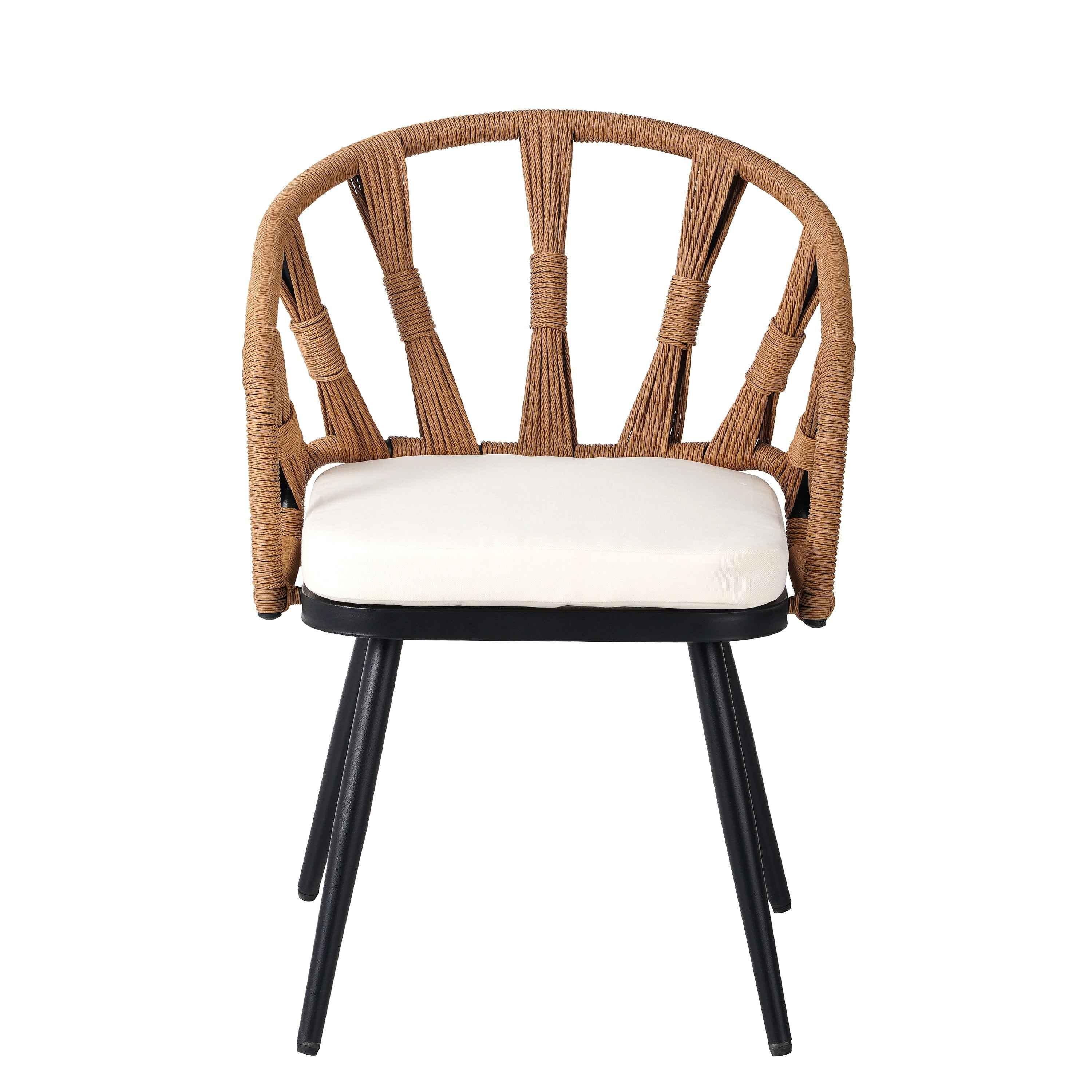 Contemporary Outdoor Set with PE Rattan Chairs and Plastic Wood