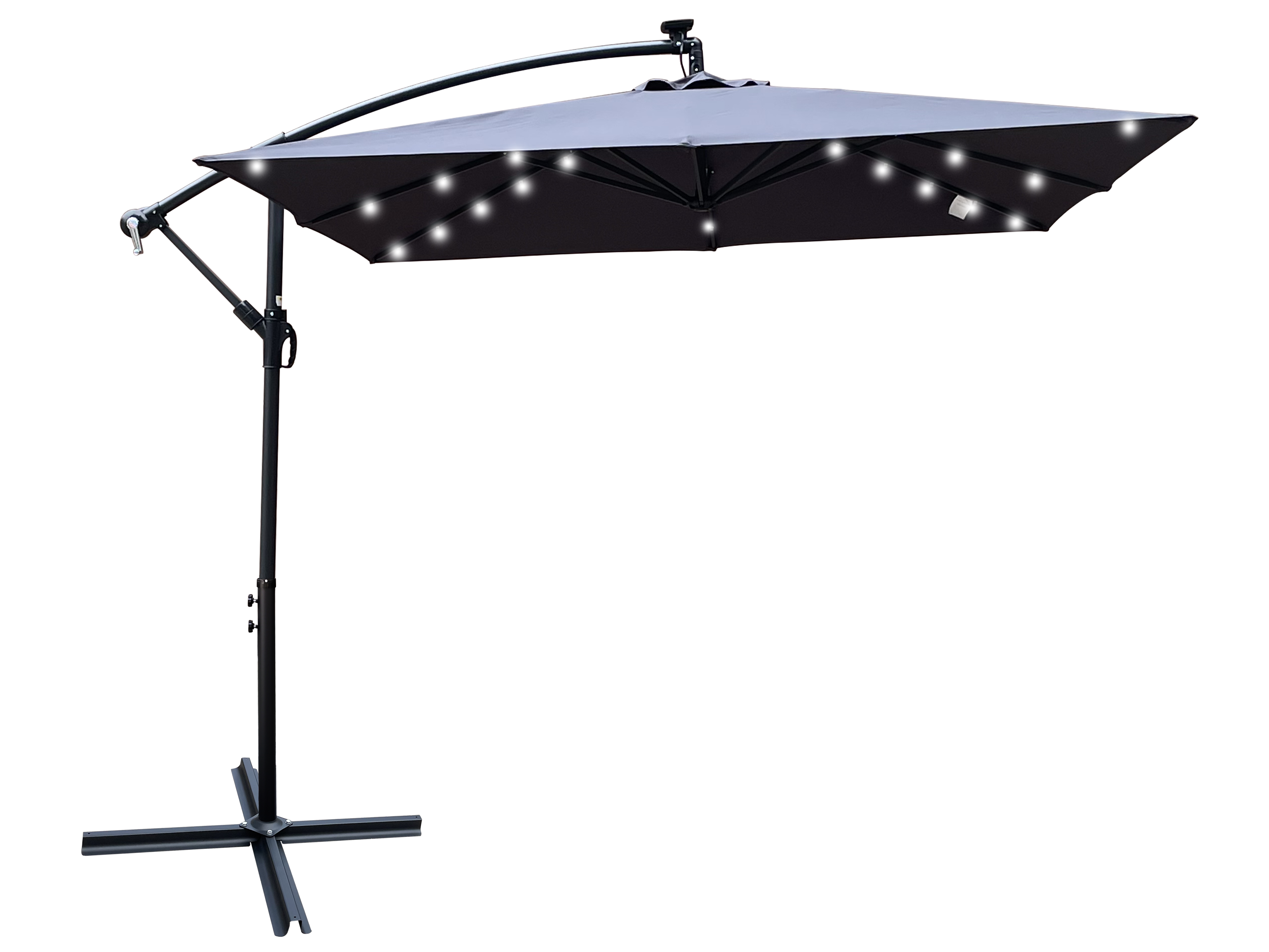 Square 2.5x2.5M Outdoor Patio Umbrella with Solar LED Lights