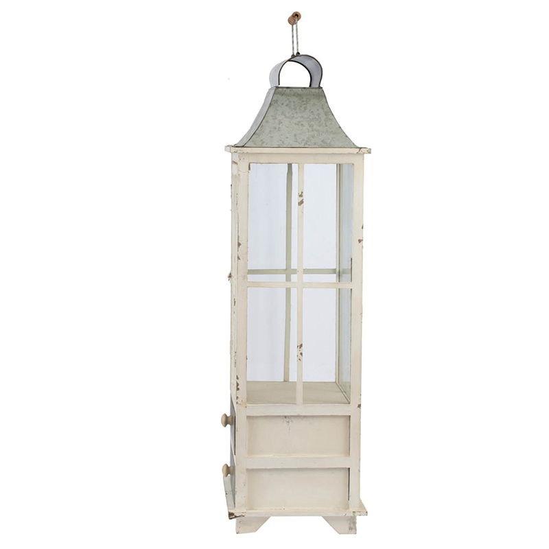 Wooden Candle Lantern Decorative, Hurricane Lantern Holder Decor For Indoor Outdoor, Home Garden Wedding - Ivory