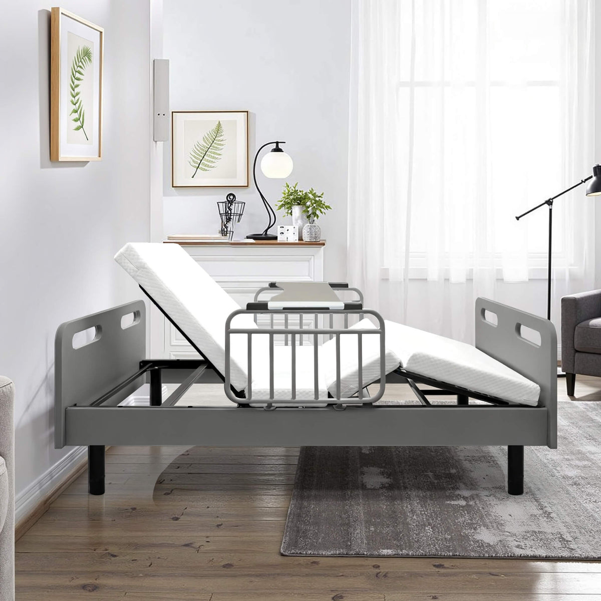Electric Adjustable Hospital Bed With Remote Control And Memory Foam Mattress