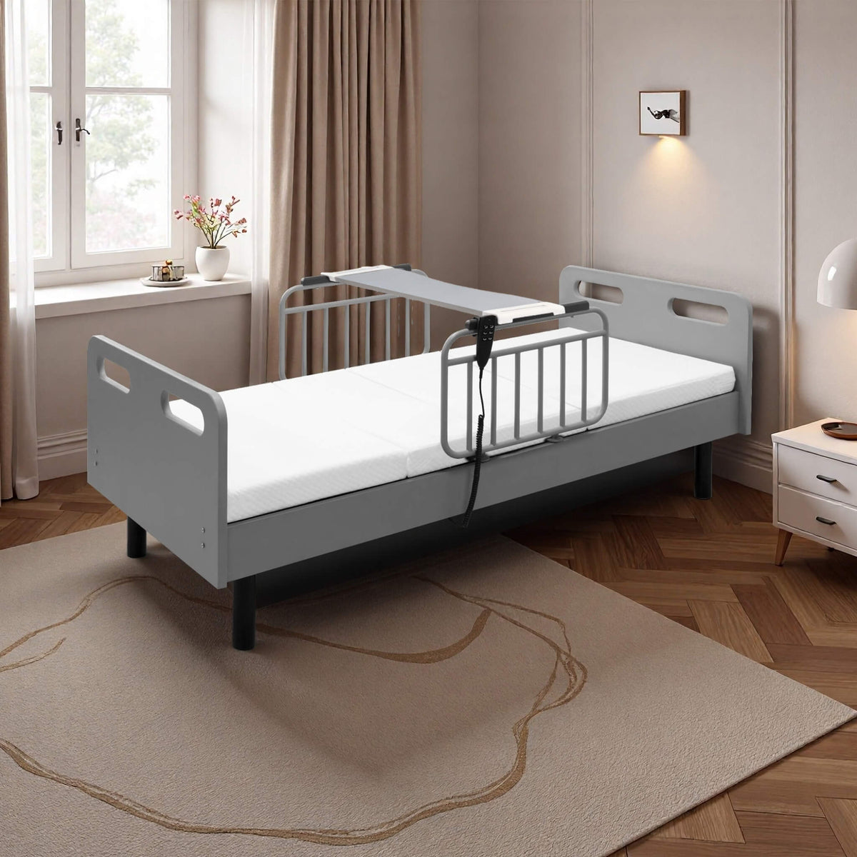 Electric Adjustable Hospital Bed With Remote Control And Memory Foam Mattress