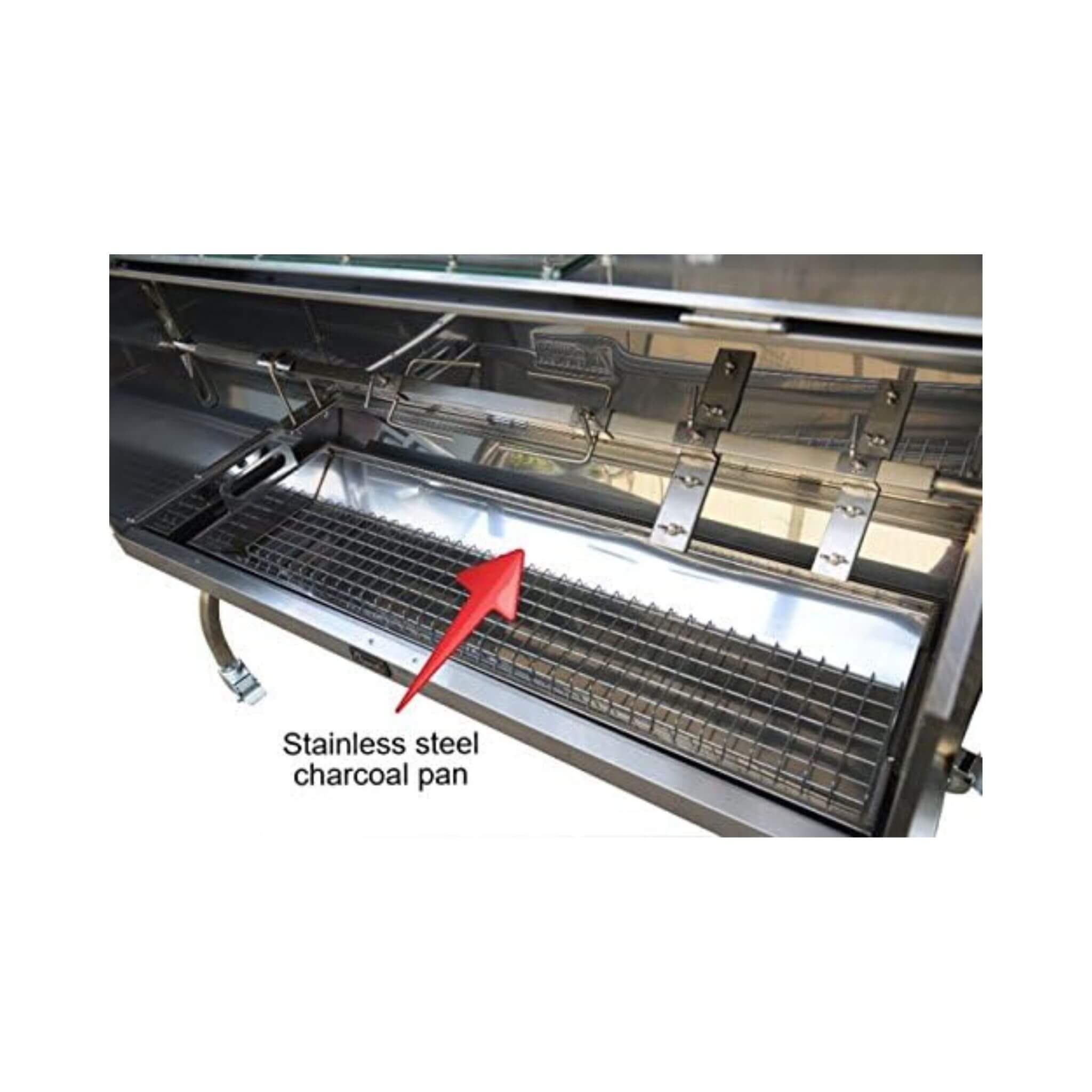 Extra-Large Stainless Steel Propane And Charcoal BBQ Rotisserie