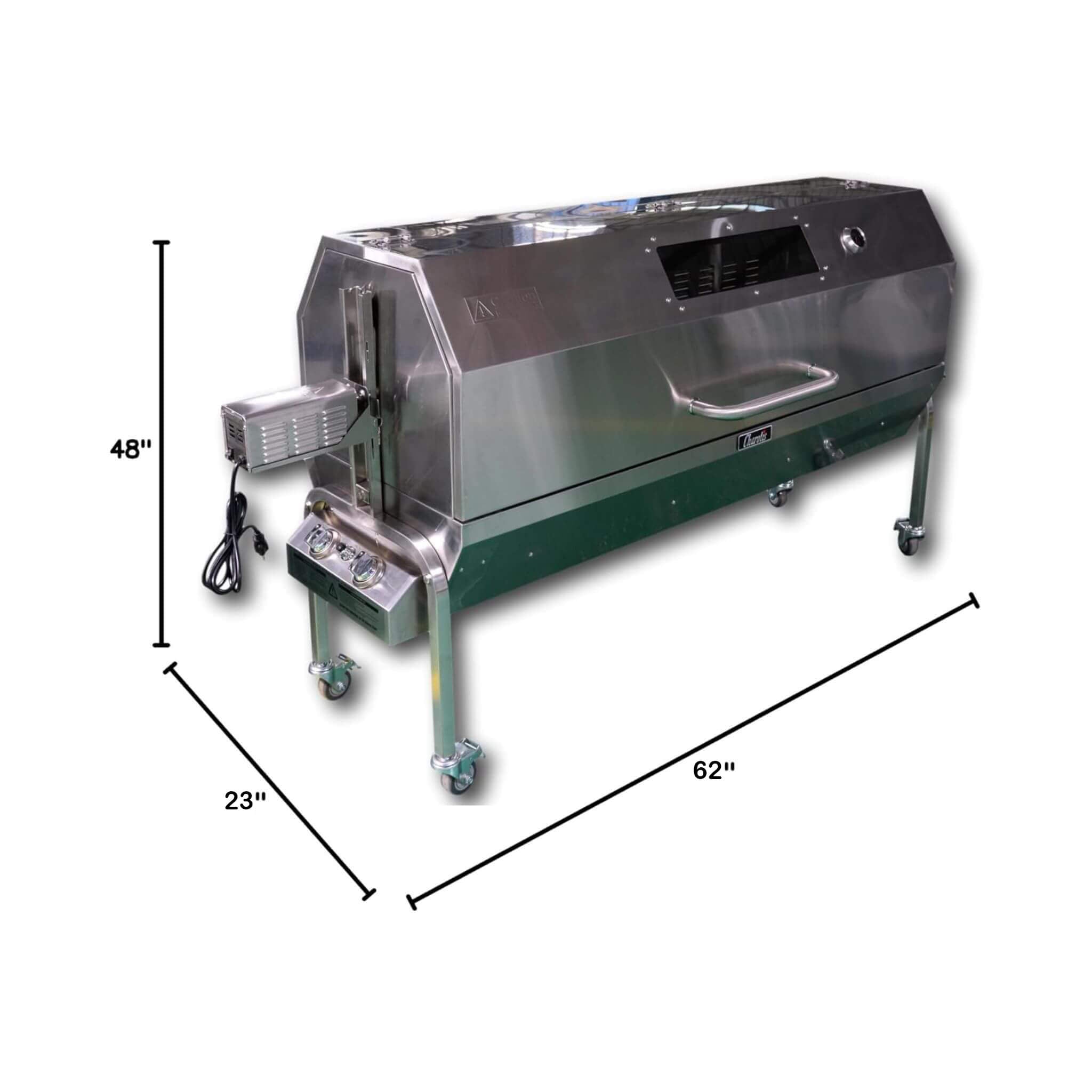 Extra-Large Stainless Steel Propane And Charcoal BBQ Rotisserie