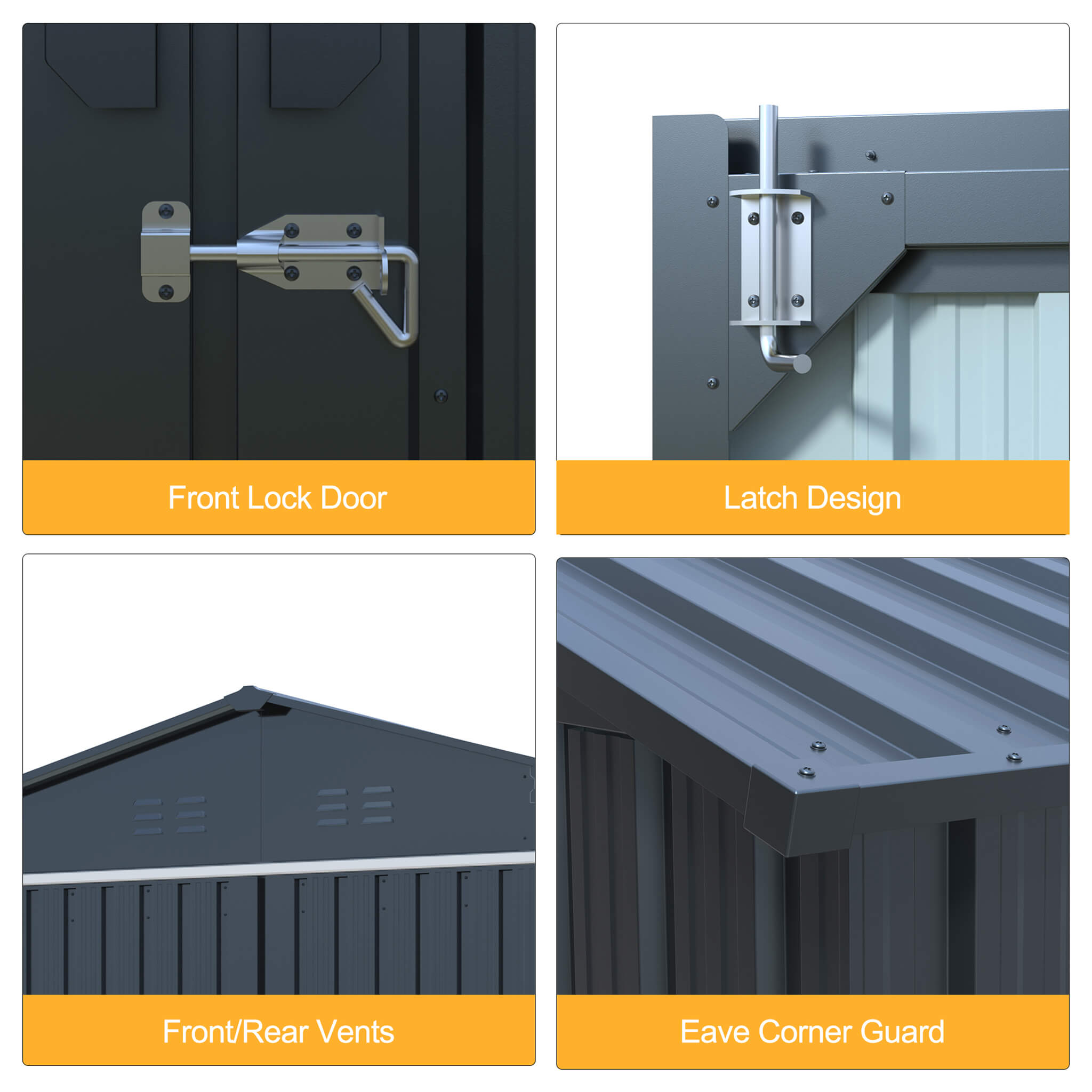 Alora Extra-Large Outdoor Galvanized Steel Outdoor Storage Shed With Skylight Roof