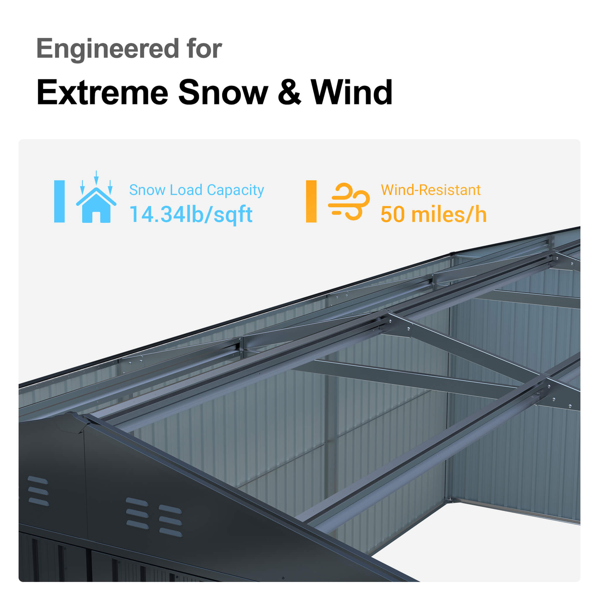 Alora Extra-Large Outdoor Galvanized Steel Outdoor Storage Shed With Skylight Roof