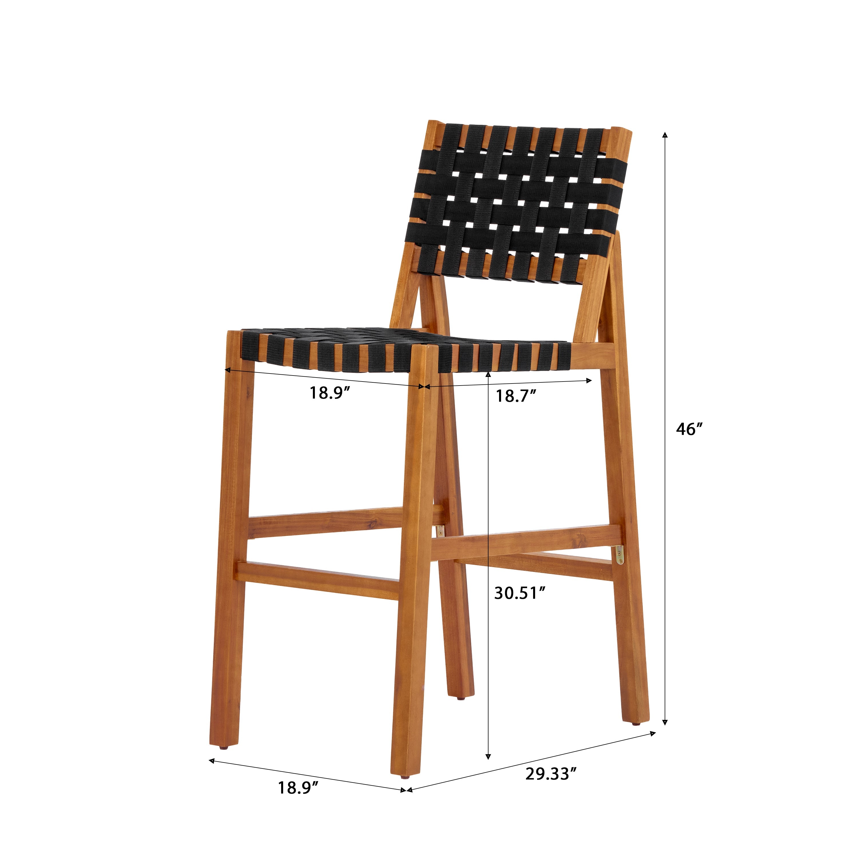 30.5 Inch Seat Height Outdoor Acacia Solid Wood Patio Furniture Set
