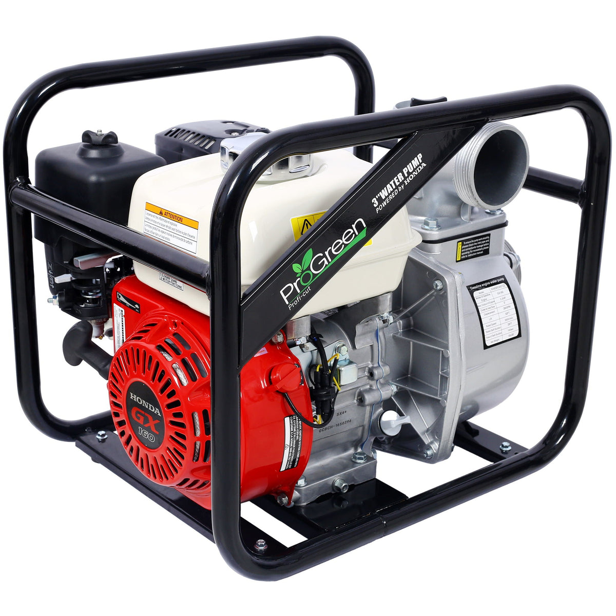 3" Water Pump with GX160 Honda Engine and 264 GPM Output - Black/Red