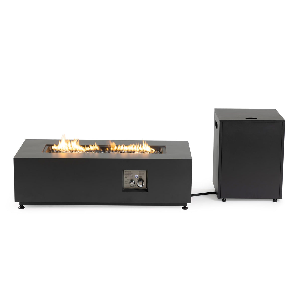 Rectangular Metal LED Firetable with LED Accent - Outdoor